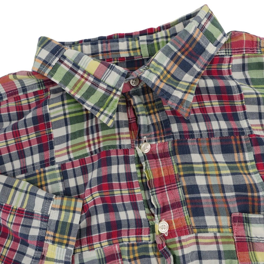 J. Crew Patchwork Short Sleeve Button Down Multic… - image 1